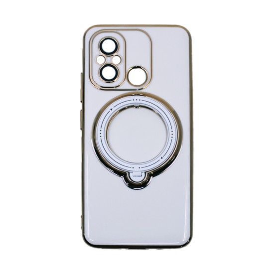 Hard Silicone Case with Camera Shield and Support Ring for Xiaomi Redmi 12c White Hard Silicone Case with Camera Shield and Support Ring for Xiaomi Redmi 12c White